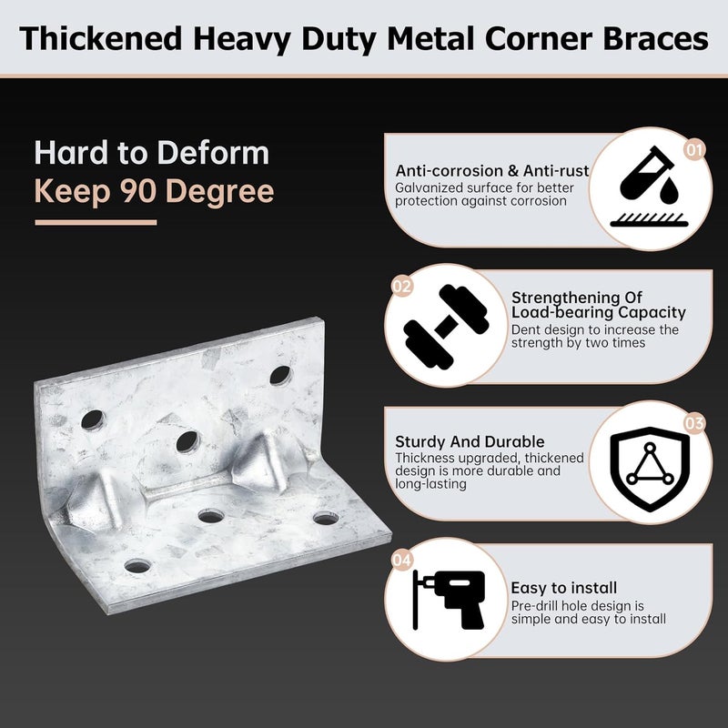 MOZCORN 20 Pcs Corner Brace for Wood Small Angle Brackets Versatile L Brackets with Reinforing Ribs,Anti-Rust and Reinforcing,2MM Thickness,2.36x1.26x1.26in - Image 5